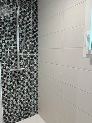 Ducha, secador de pelo, toallas