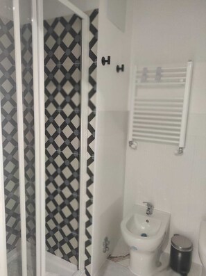 Dusch, hårtork, bidé och handdukar