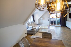 Luxury Penthouse, Annex Building | Living area | TV