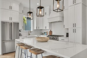 Fridge, microwave, oven, stovetop - 3BR Coastal Home w/ Private Pool + Modern Kitchen | Beach Paradise Manor (Destin)