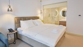 Egyptian cotton sheets, premium bedding, desk, laptop workspace