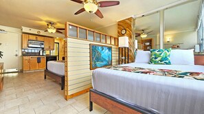 Skrivebord, strykejern/-brett, wi-fi (inkludert) og sengetøy