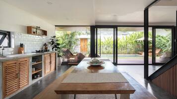 Deluxe Villa, 2 Bedrooms, Private Pool, Pool View | Private kitchen | Fridge, stovetop, coffee/tea maker, electric kettle