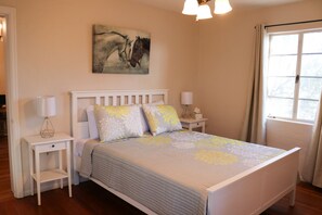 1 bedroom, desk, iron/ironing board, travel cot