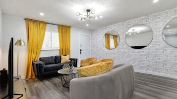 TV, fireplace, offices