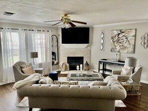 Smart TV, fireplace, video games