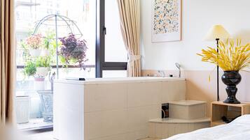 Suite | Bathroom | Hair dryer, slippers, bidet, towels