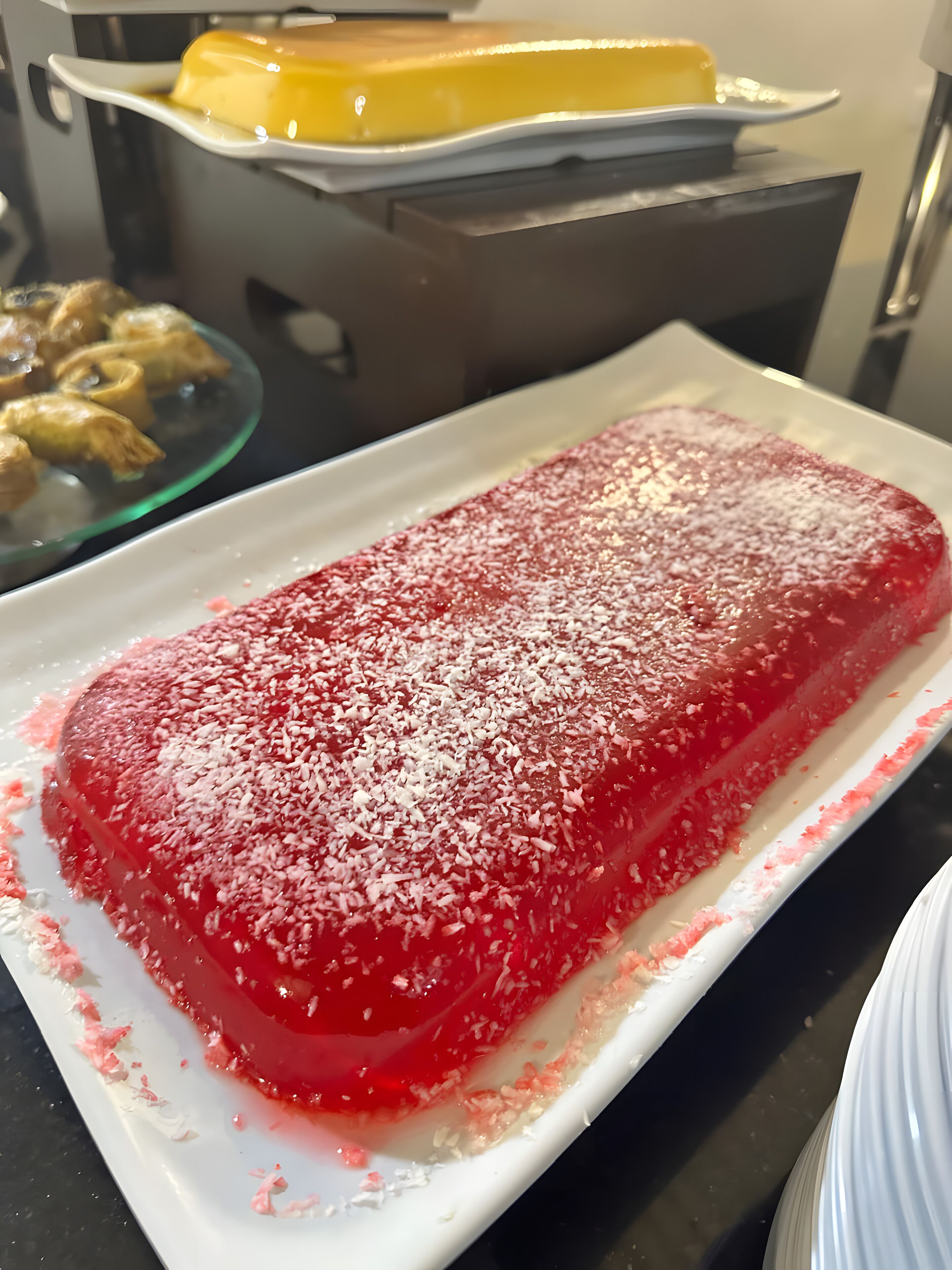 A dessert on a white plate.