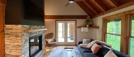 Televisión y chimenea