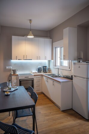 Fridge, oven, coffee/tea maker, electric kettle - Acropolis Terrace view apartment  (Athina)