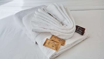 Regadera, secadora de cabello, toallas, jabón