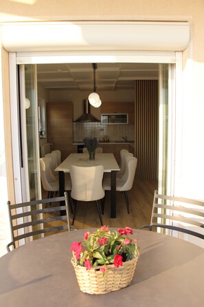 Outdoor dining - House with pool and beautiful sea views (Senj)