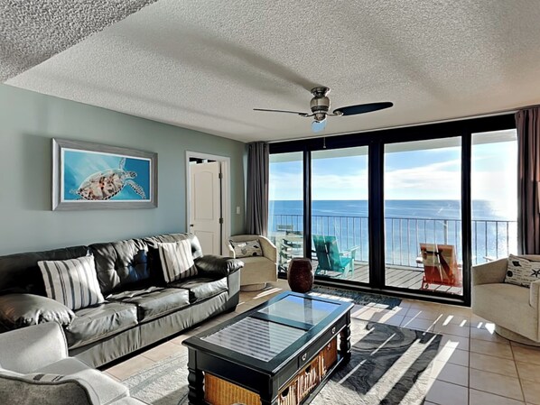 Condo, Multiple Beds, Balcony, Ocean View | Living area | TV