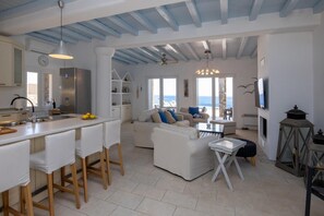 Villa | 3 bedrooms, iron/ironing board, bed sheets - Aegean Whispers Sea Front Villa in Tinos (Tinos)