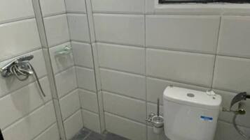 Shower, towels, soap, shampoo
