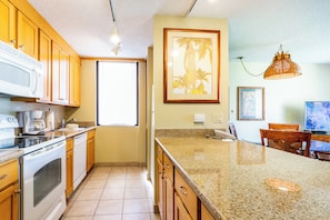 Fridge, microwave, oven, stovetop - Aston Ka'anapali Shores 352 | Tropical Garden Views – Pool, Hot Tub & Spa (Lahaina)