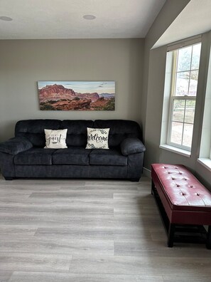 Smart TV, fireplace, video games, DVD player