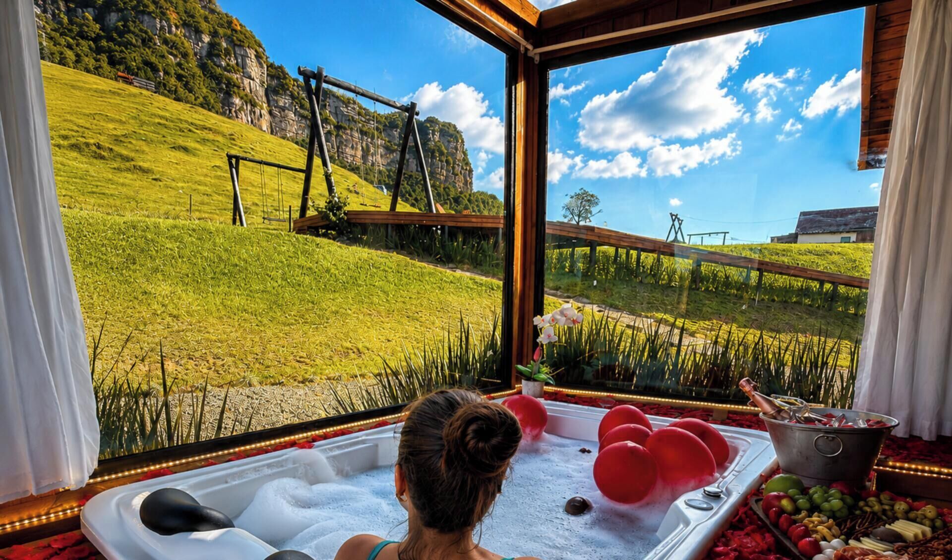Honeymoon Chalet, Jetted Tub, Mountain View | Private spa tub