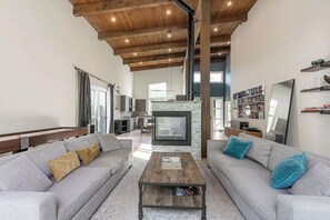 Smart TV, fireplace, music library, computer monitors