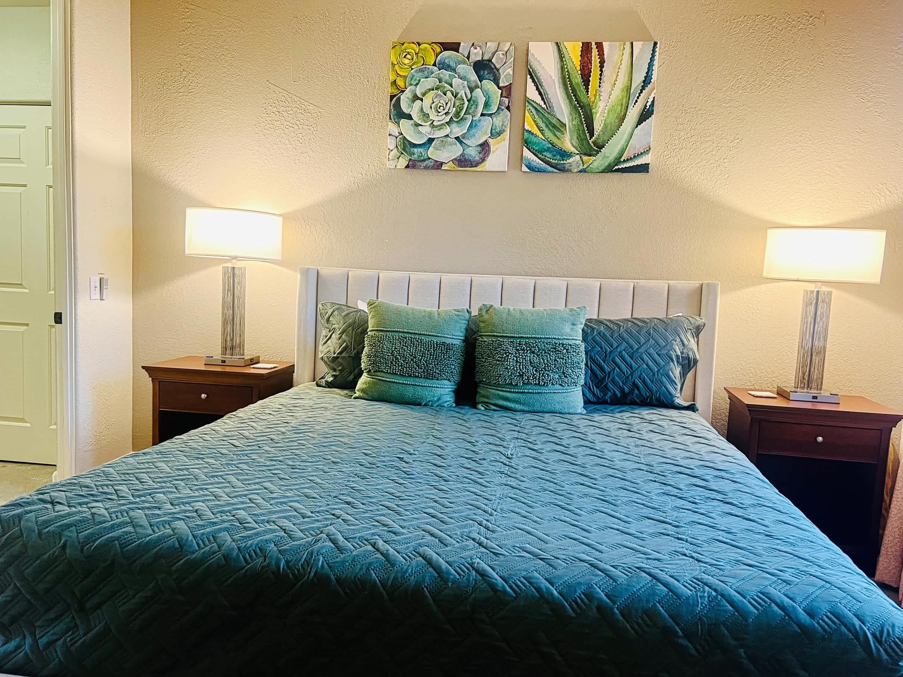 1 bedroom, desk, iron/ironing board, travel crib