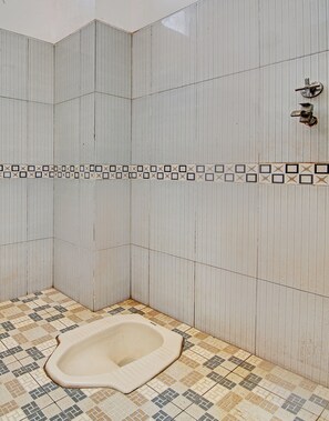 Habitació individual bàsica | Bany | Dutxa i tovalloles 