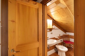 Douche, séchoir à cheveux, serviettes fournies