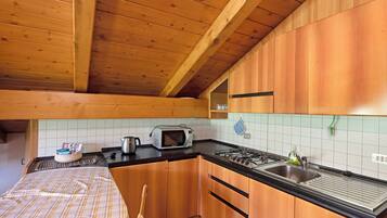 Fridge, microwave, stovetop, electric kettle