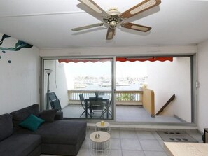 Living area - Stunning 3-Room Marina Apt, A/C, Terrace, Pvt Parking, Steps from Beach, Sleeps 6 (Port Camargue)