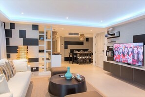 Deluxe Apartment, 2 Bedrooms, Sea View | Living area | Smart TV - Peaceful retreat at Kalim Bay by Lofty (Patong)