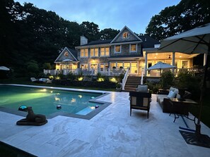 Outdoor pool, a heated pool - East Hampton Designer Home close to village with heated pool. (East Hampton)