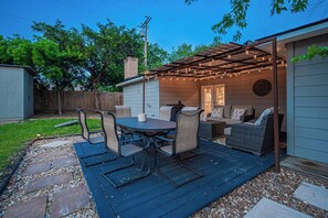 Outdoor dining - The Rustic Retreat!  With a game room & a great outdoor vibe! (Bryan)