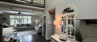 Pool is open & heated, Large areas, 20’x40’ pool, Hot Tub, Fireplace, game room