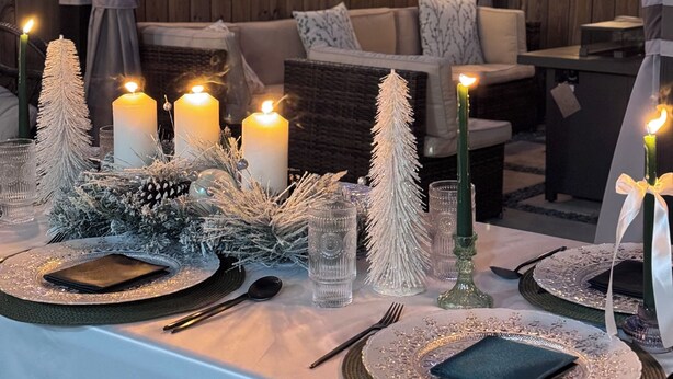 An outdoor dining area with a covered patio, wooden walls, string lights, and a table set for a meal. - Happy, Luxury and Fun Space. Mins to NRG, MedCntr and downtown Houston  (Houston)