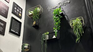 A black refrigerator with motivational quotes and small potted plants on the door. - Happy, Luxury and Fun Space. Mins to NRG, MedCntr and downtown Houston  (Houston)