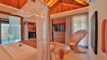 Design-Bungalow, 1 Schlafzimmer | Minibar, Zimmersafe, Verdunkelungsvorhänge, schallisolierte Zimmer