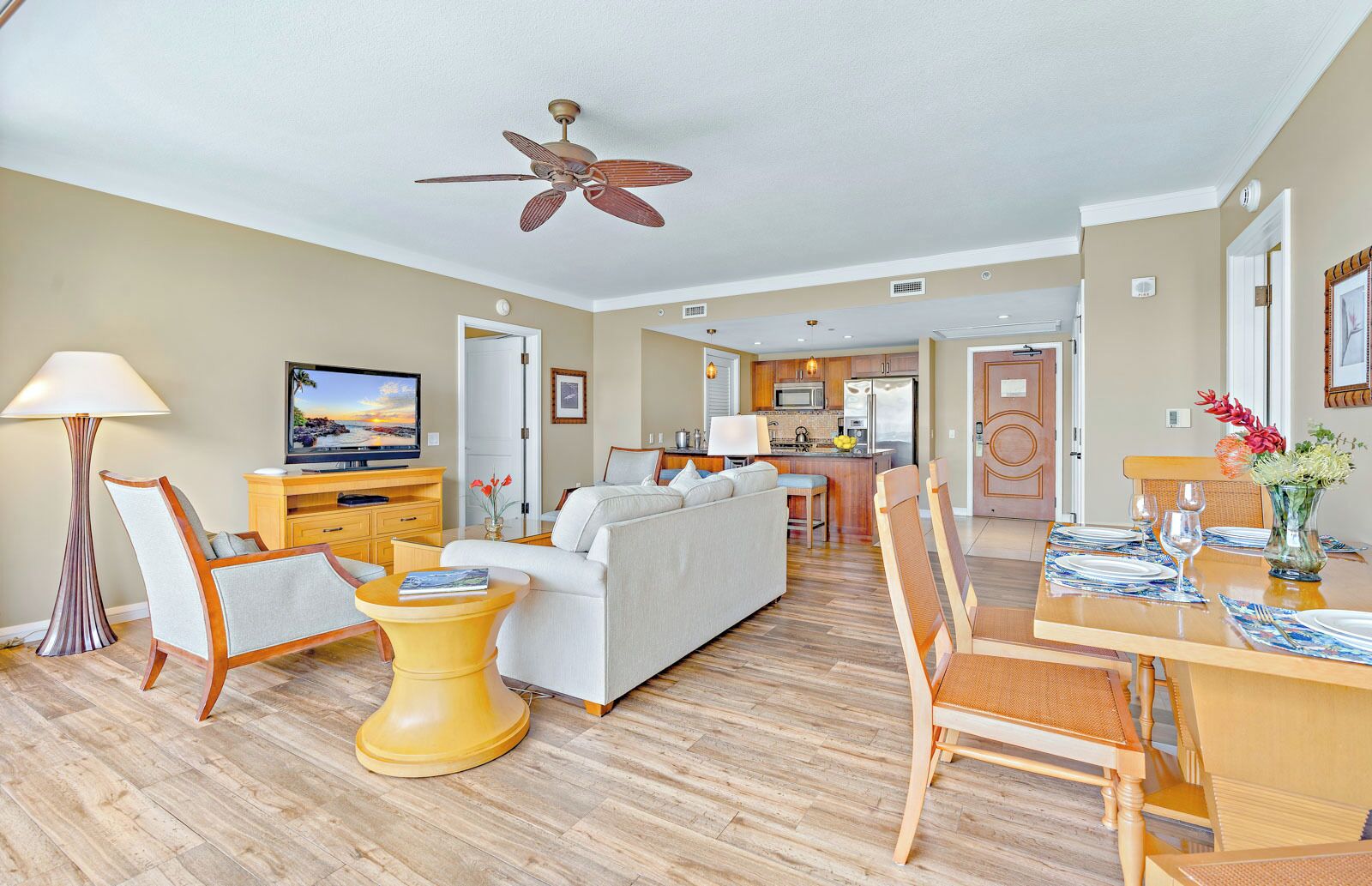 TV, DVD player, stereo