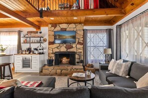 Smart TV, fireplace, table football