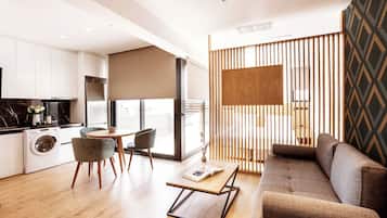 Suite estudio urbana | 1 habitación, sábanas de algodón egipcio y ropa de cama de alta calidad