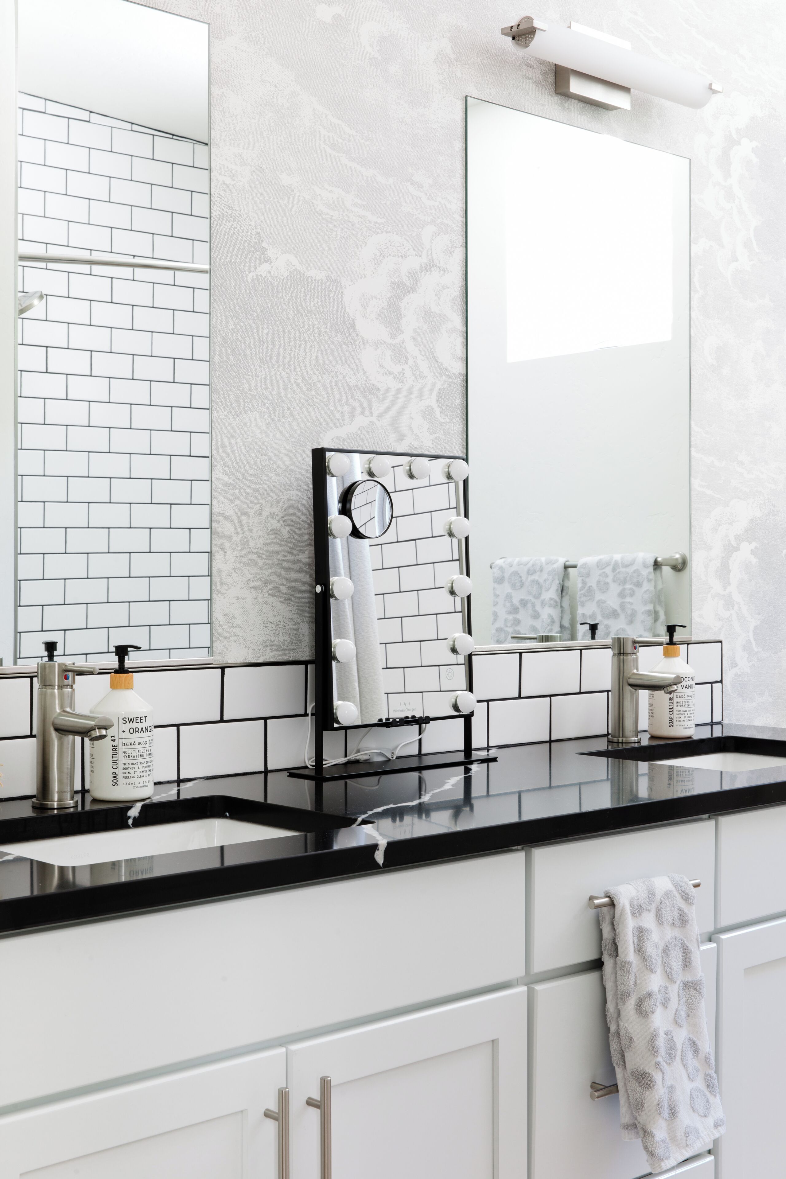 Luxury vanity with dual sink so everyone has a space.