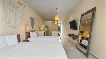 1 bedroom, desk, iron/ironing board, travel cot