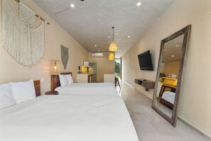 1 bedroom, desk, iron/ironing board, travel cot