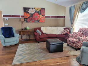 Smart TV, fireplace, video games, table football