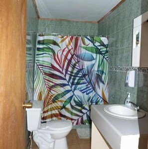 Shower, soap, toilet paper