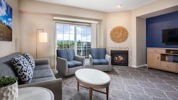 電視、壁爐、DVD 播放機