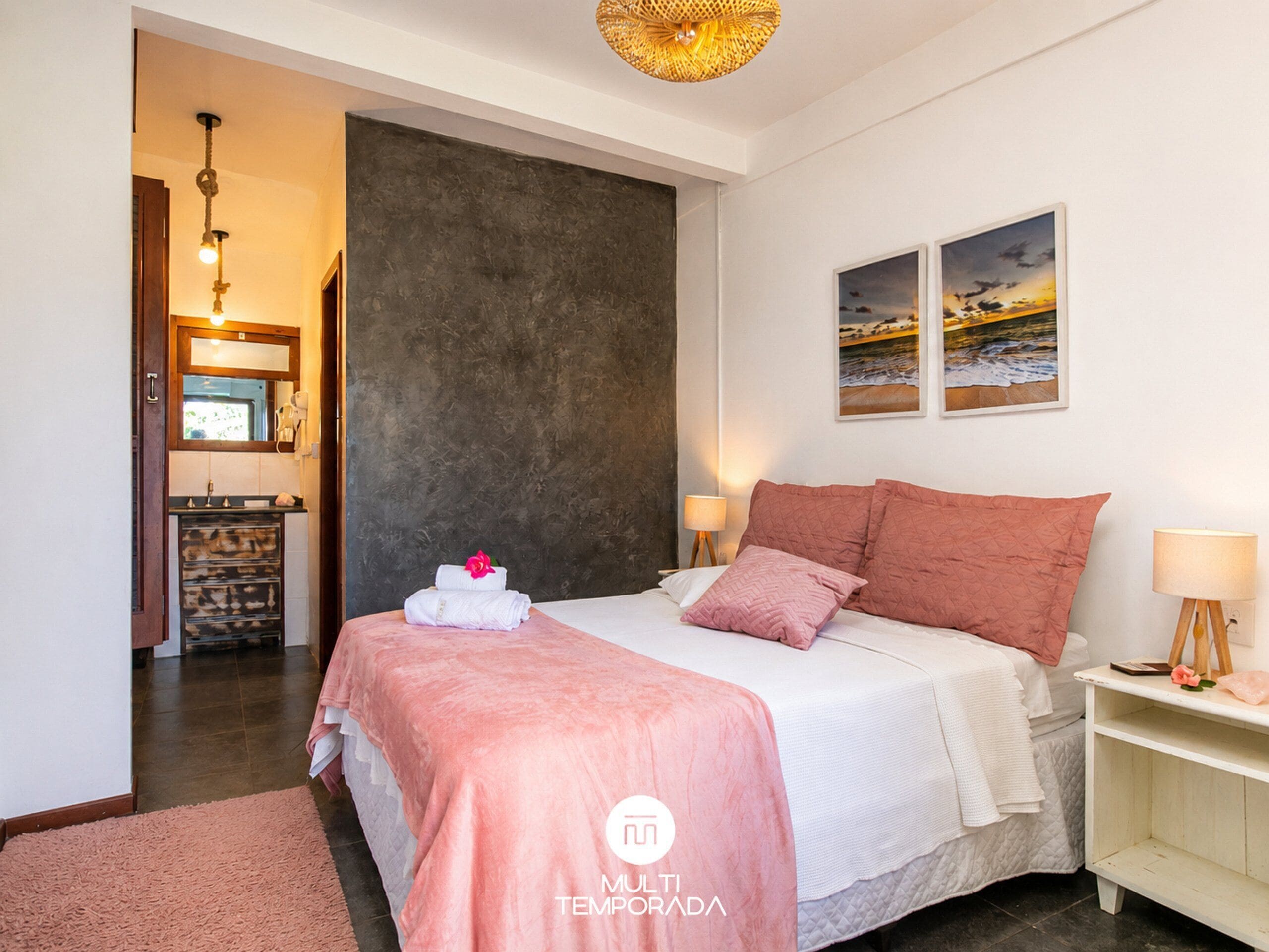 S1 - Suíte Conceição - Bollte Praia Boutique Pousada - Campeche | 埃及棉床單、高級寢具、迷你吧、獨特裝潢