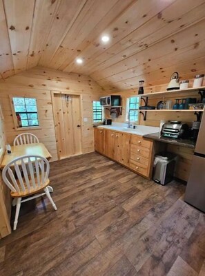 Fridge, microwave, toaster