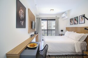 Individually decorated, individually furnished, desk, laptop workspace