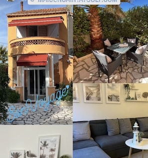 Outdoor dining - Villa Maisonsaintaygulf 6pers 200m Galiote Beach Outdoor Whirlpool (Fréjus)