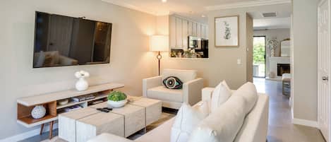TV, fireplace, offices