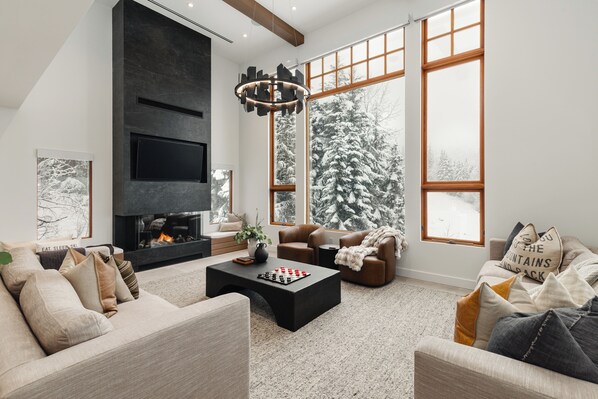 TV, fireplace